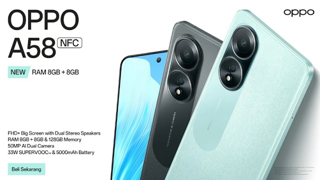 Oppo A58 RAM 8GB, Spesifikasi dan Harga Terbaru