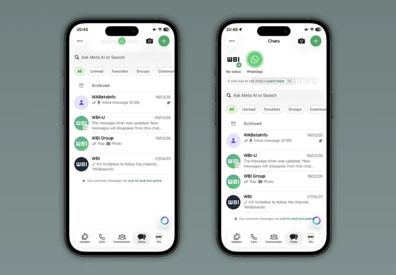 WhatsApp Uji Tampilan Status di Tab Chat, Apa Bedanya?